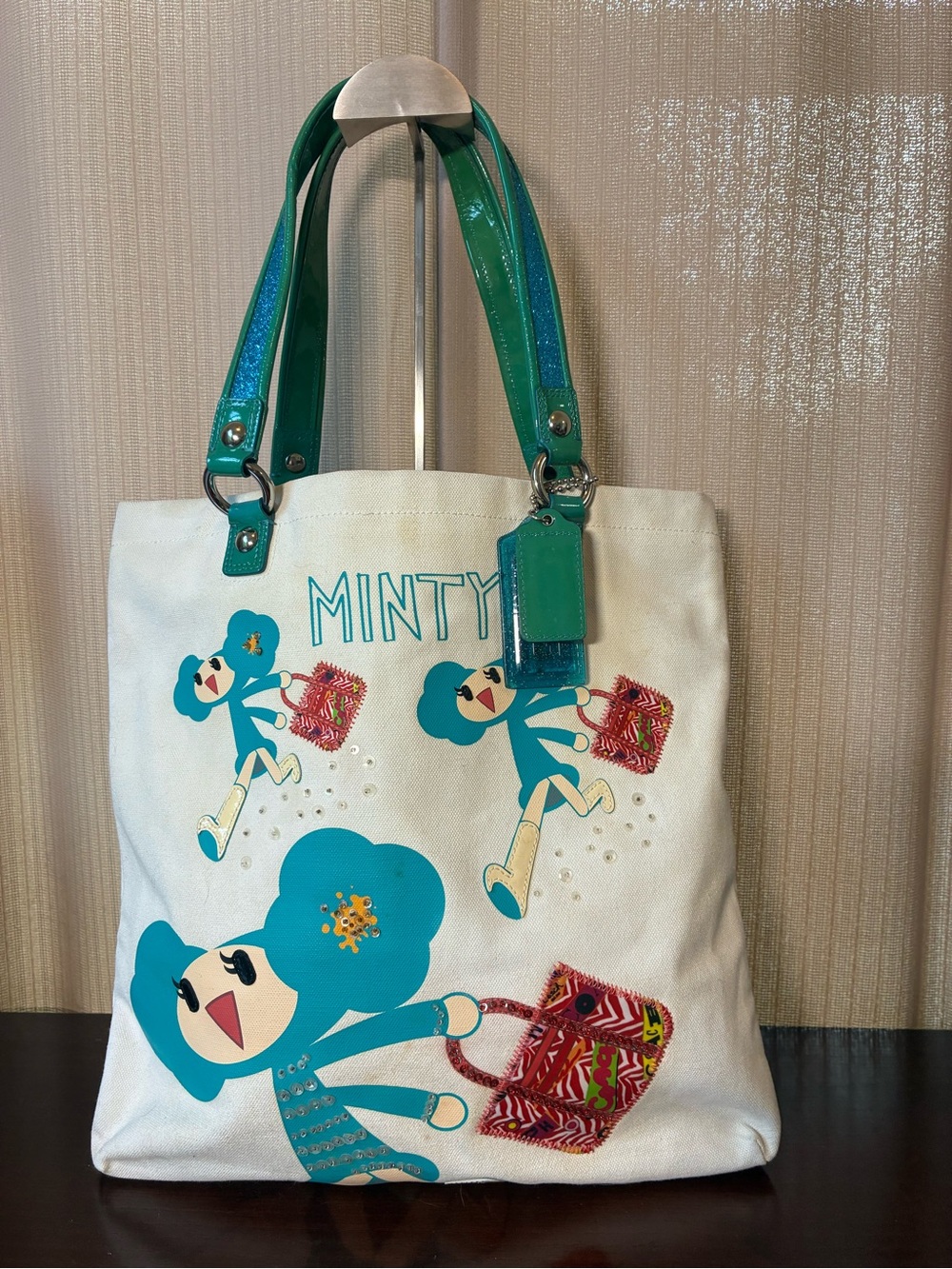 Coach Poppy Minty Pop Canvas Glam Tote